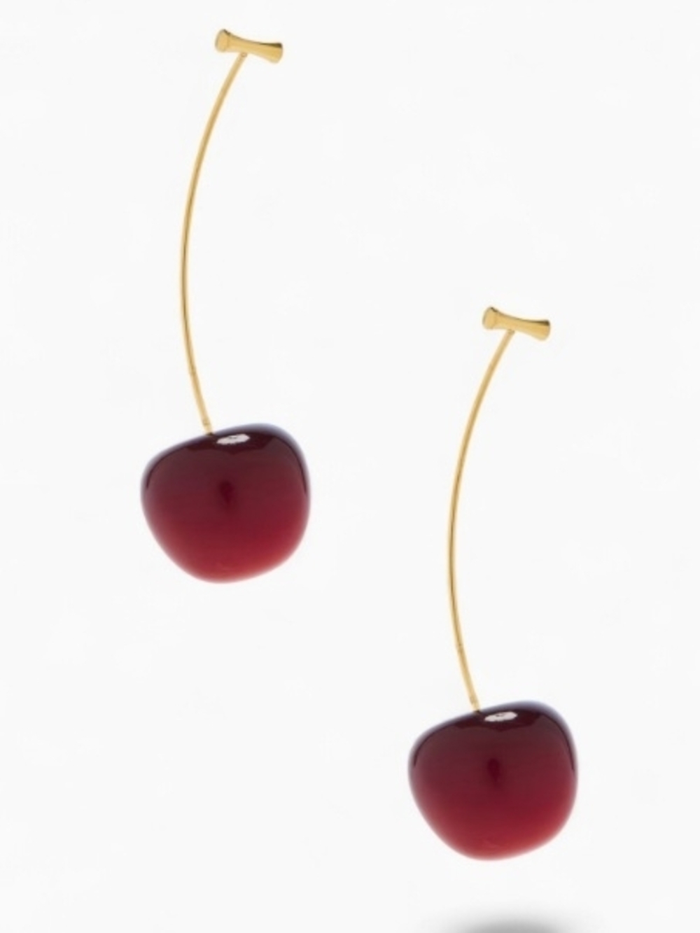Gold-Tone Cherry Drop Earrings in Deep Red